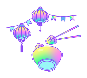 Fête des lanternes chinoises avec raviolis PNG, SVG