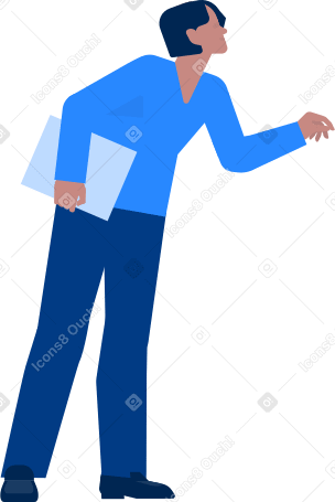 man with folder in his hand Illustration in PNG, SVG