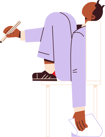 man sitting on chair with pencil and paper PNG, SVG