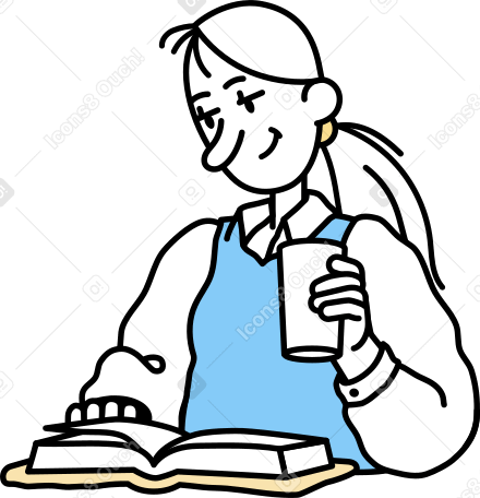 young woman reading book PNG, SVG