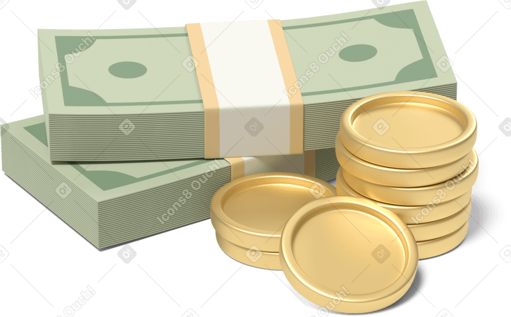 3D cash and coins PNG、SVG
