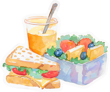 A box with sandwiches and a drink PNG, SVG