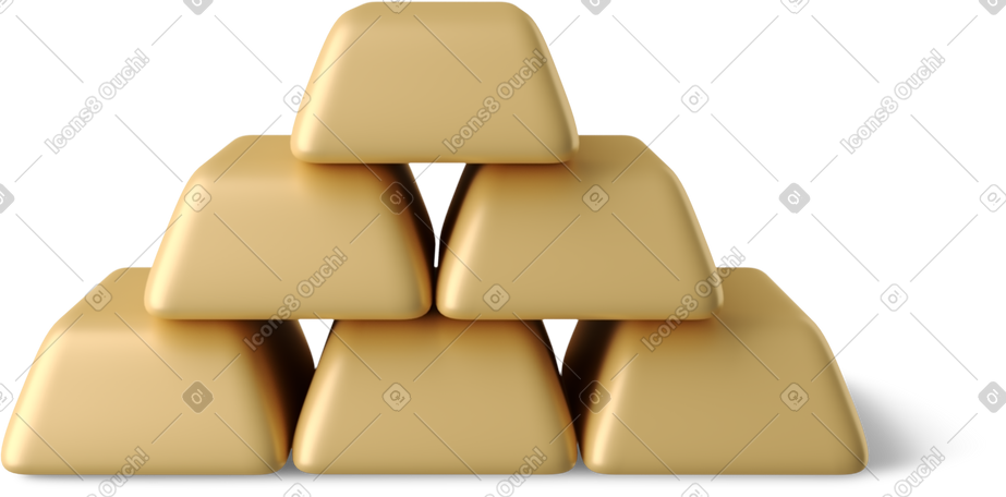 3D pile of gold bars PNG, SVG