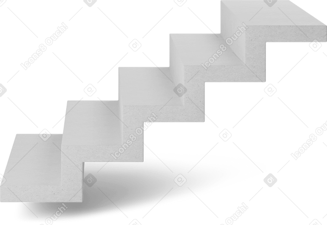 3D white stairs Illustration in PNG, SVG