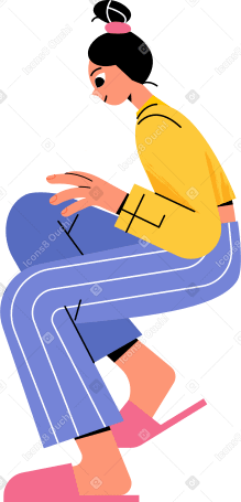 sitting young woman in slippers PNG, SVG
