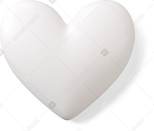 3D White heart icon PNG, SVG