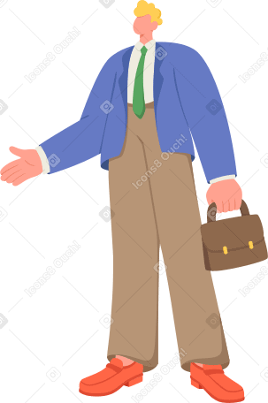 Мужчина с портфелем протягивает руку в PNG, SVG