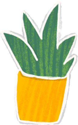 yellow pot with green flower PNG、SVG