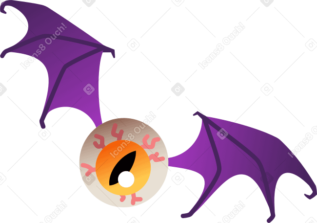 eyeball with bat wings PNG, SVG