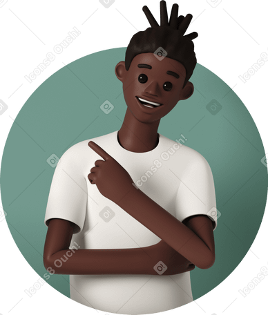 3D Glücklich lächelnder mann zeigt mit dem finger auf die linke seite PNG, SVG