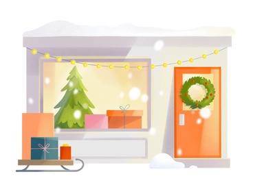 Tienda navideña con regalos PNG, SVG