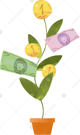 money tree with coins and banknotes PNG, SVG