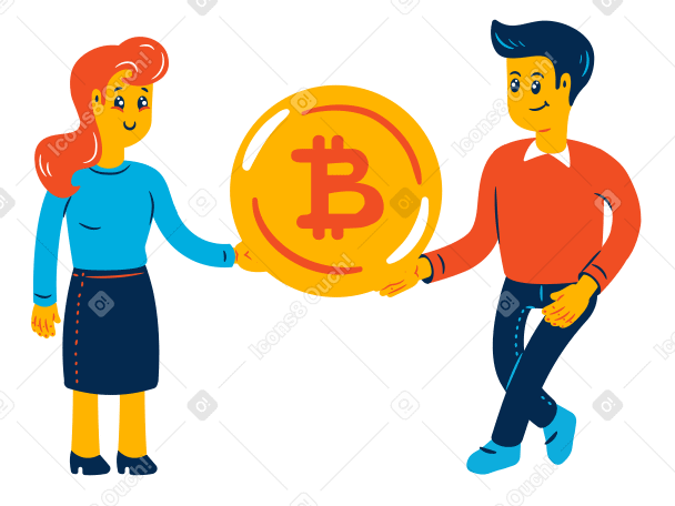 Bitcoin P2P Illustration in PNG, SVG