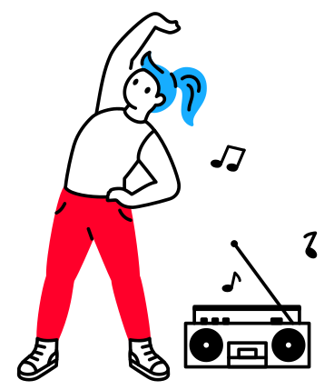 Woman exercising with music player PNG, SVG