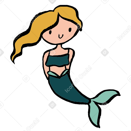 blonde mermaid with green tail Illustration in PNG, SVG