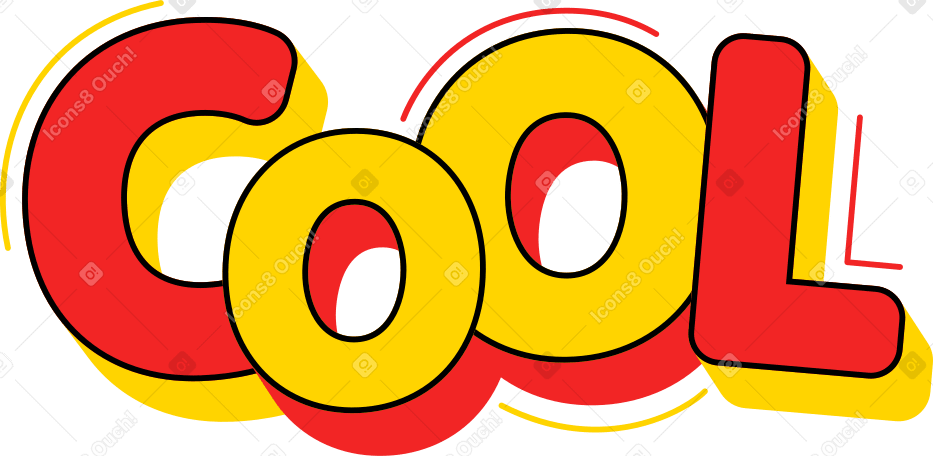 lettering cool yellow and red Illustration in PNG, SVG
