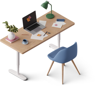 isometric view of office desk PNG, SVG