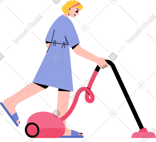 女人用吸尘器打扫卫生 PNG, SVG