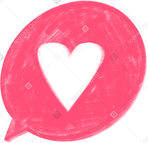 pink speech bubble with transparent heart Illustration in PNG, SVG