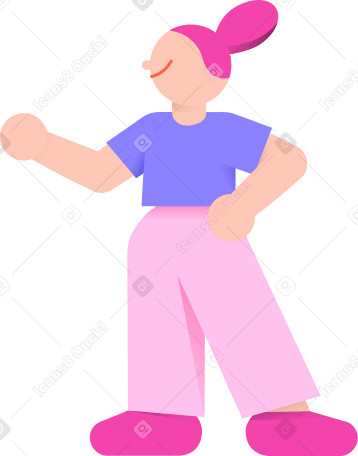 Mujer joven está de pie con la mano en la cadera PNG, SVG