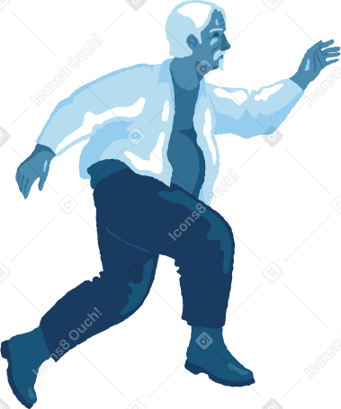 old chubby man jumping side view Illustration in PNG, SVG