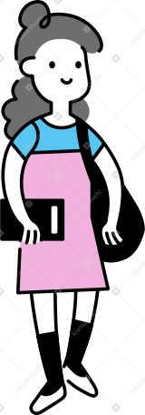 Молодая женщина с блокнотом и сумкой в PNG, SVG