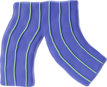 Vista lateral de pantalones azules con rayas blancas. PNG, SVG