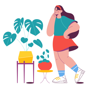 Girl with plants PNG, SVG
