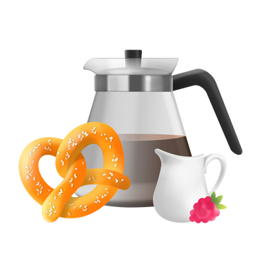 Cafetera y pretzel PNG, SVG