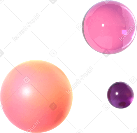 3D Schwebendes glas und kugeln mit farbverlauf PNG, SVG