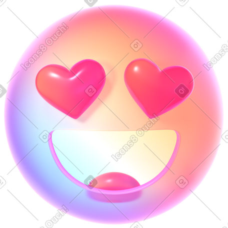 3D abstract   emoji smiling face with heart eyes动态插图，格式有GIF、Lottie (JSON)、AE