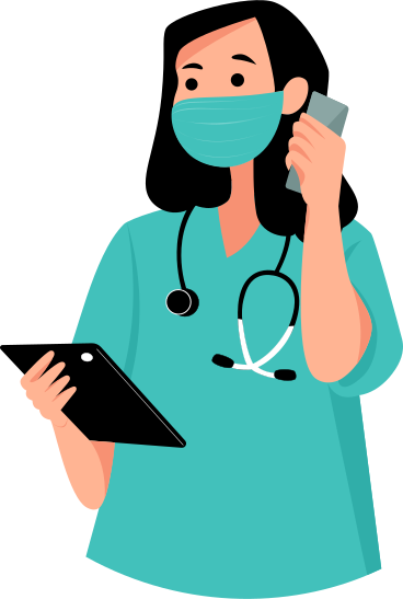 doctor with tablet and phone PNG, SVG