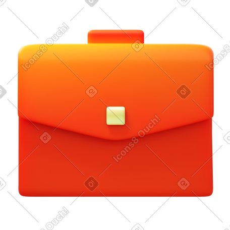 3D orange briefcase PNG, SVG