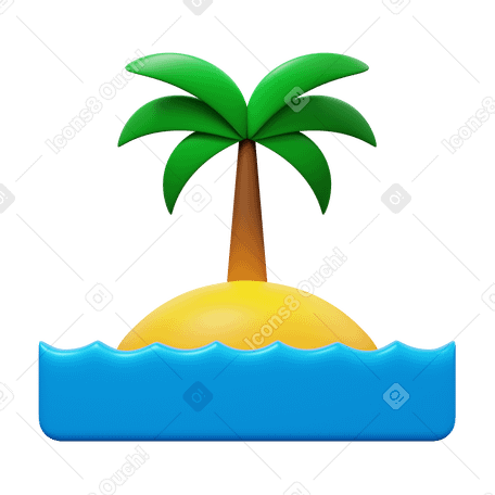3D island on water PNG, SVG