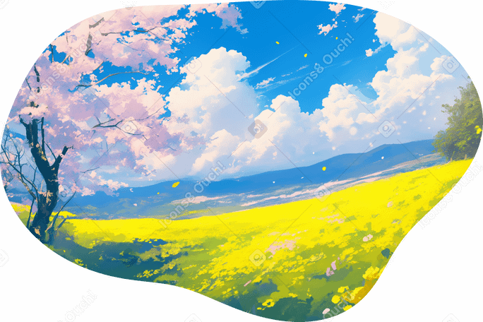Весенний цветущий фон сакуры в PNG, SVG