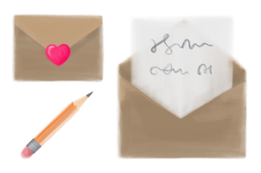 Lettera di san valentino, busta aperta e matita  PNG, SVG