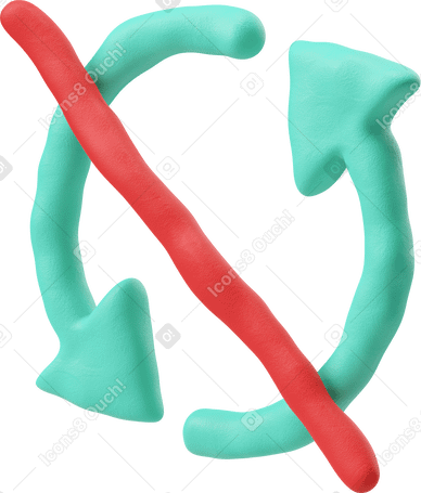 3D Three-quarter view of a no synchronization icon PNG, SVG
