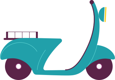 scooter with a basket trunk PNG, SVG