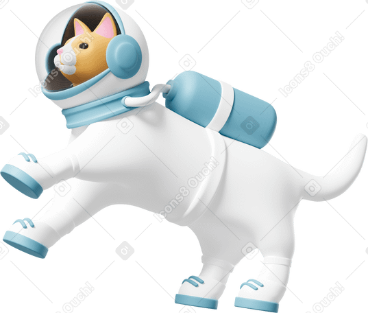 3D cat astronaut PNG, SVG