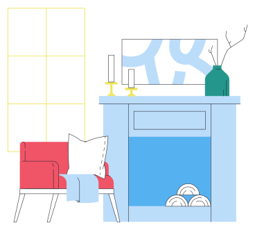 Room with a fireplace PNG, SVG