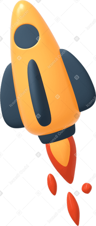 3D Yellow rocket taking off PNG, SVG
