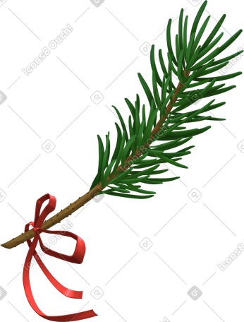 christmas tree branch with ribbon PNG, SVG