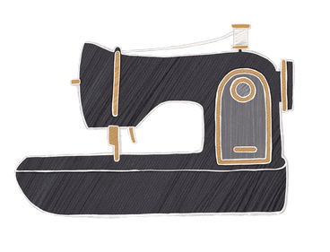 black retro sewing machine with threads PNG, SVG