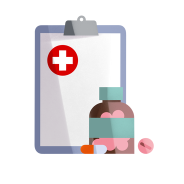 Medical form and pills PNG, SVG