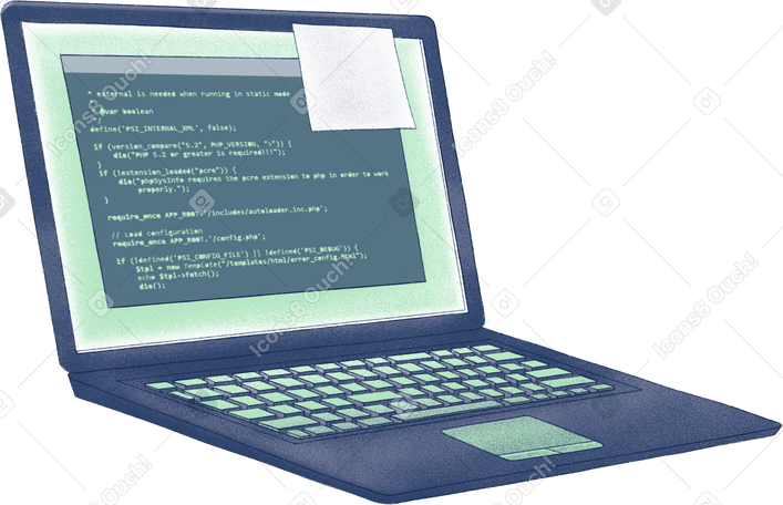 laptop with code Illustration in PNG, SVG
