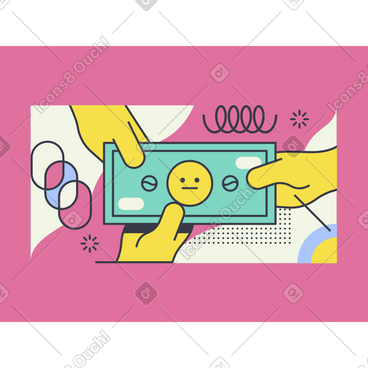 Financial struggle with hands holding a banknote animated illustration in GIF, Lottie (JSON), AE