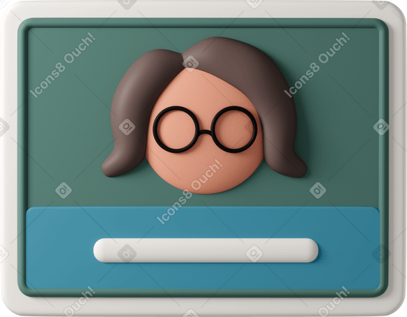 3D id card of woman in glasses Illustration in PNG, SVG