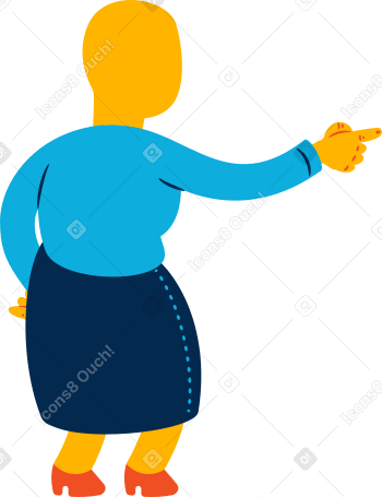 old woman pointing back PNG, SVG