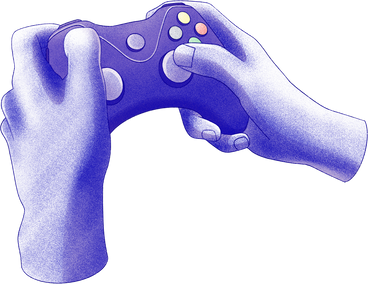 hands with gamepad violet PNG, SVG
