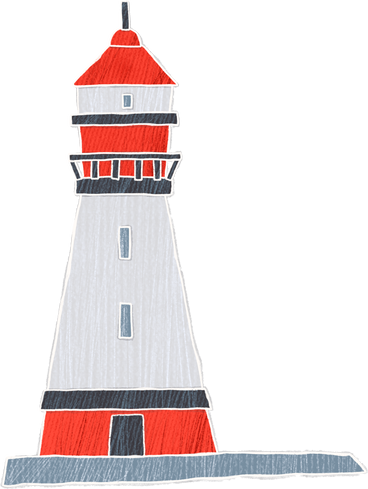 white-red lighthouse with black stripes PNG, SVG